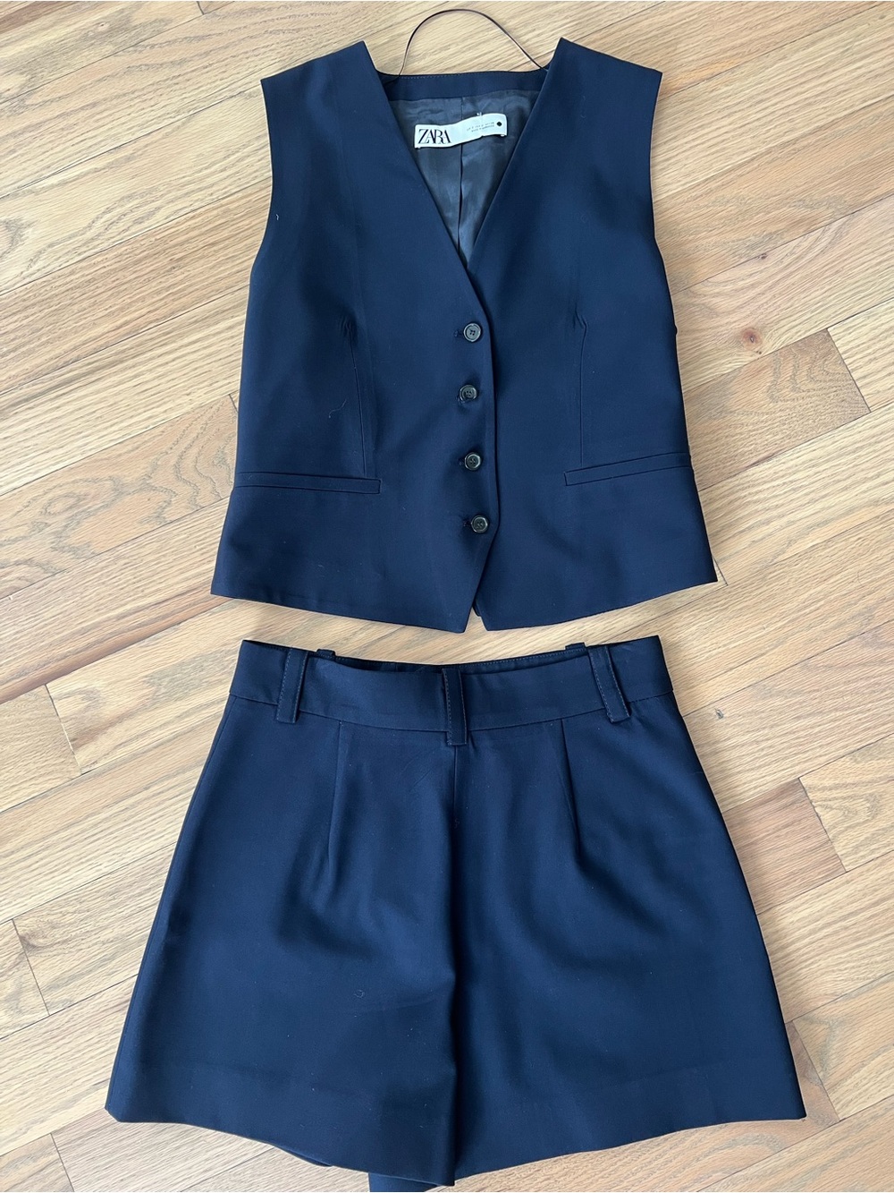 Zara Navy Tailored Vest & Shorts